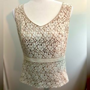 White House Black Market Sleeveless Lace Bodice Top Size 10